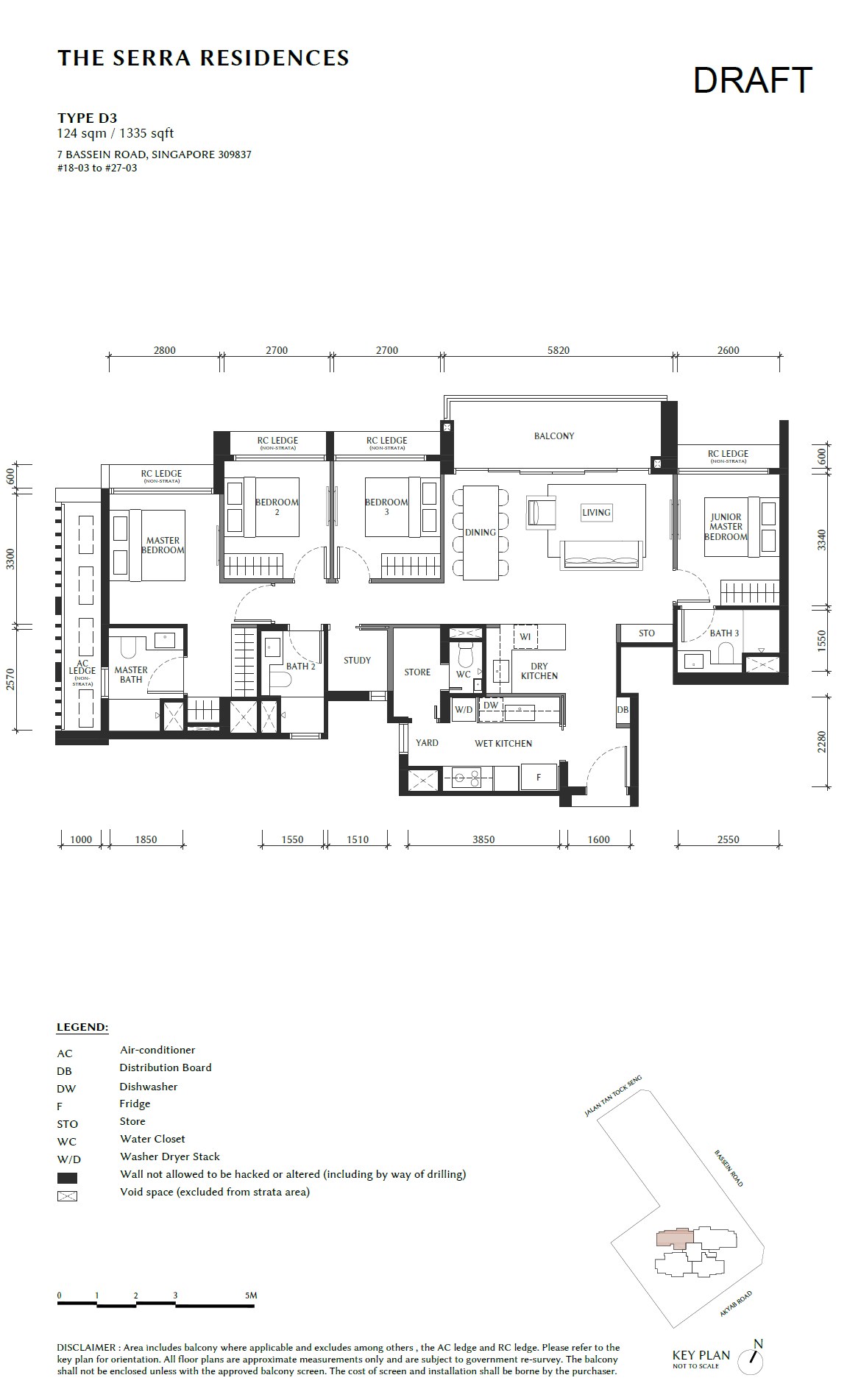 The Summit Type D3 4 Bedroom plus Study floor plan, 1335 sqft