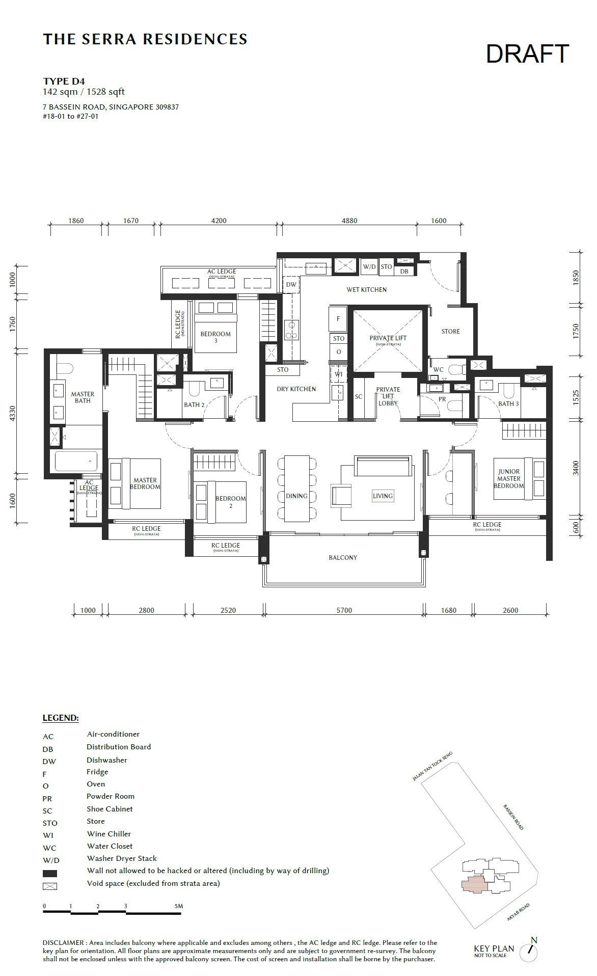 The Summit Type D4 4 Bedroom Premium with Private Lift floor plan, 1528 sqft