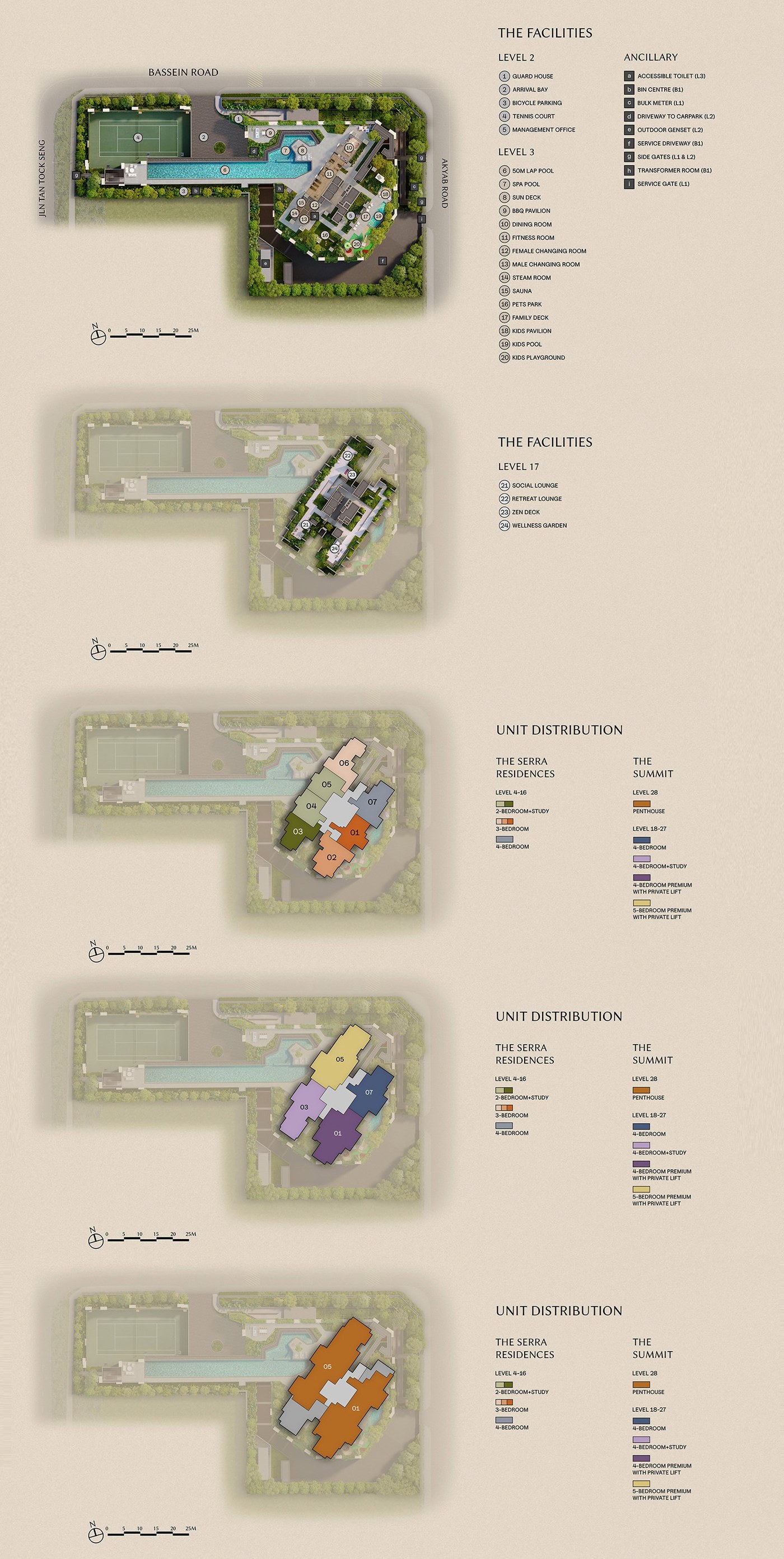The Serra Residences site plan showing facility layout across Level 2, 3 and 17
